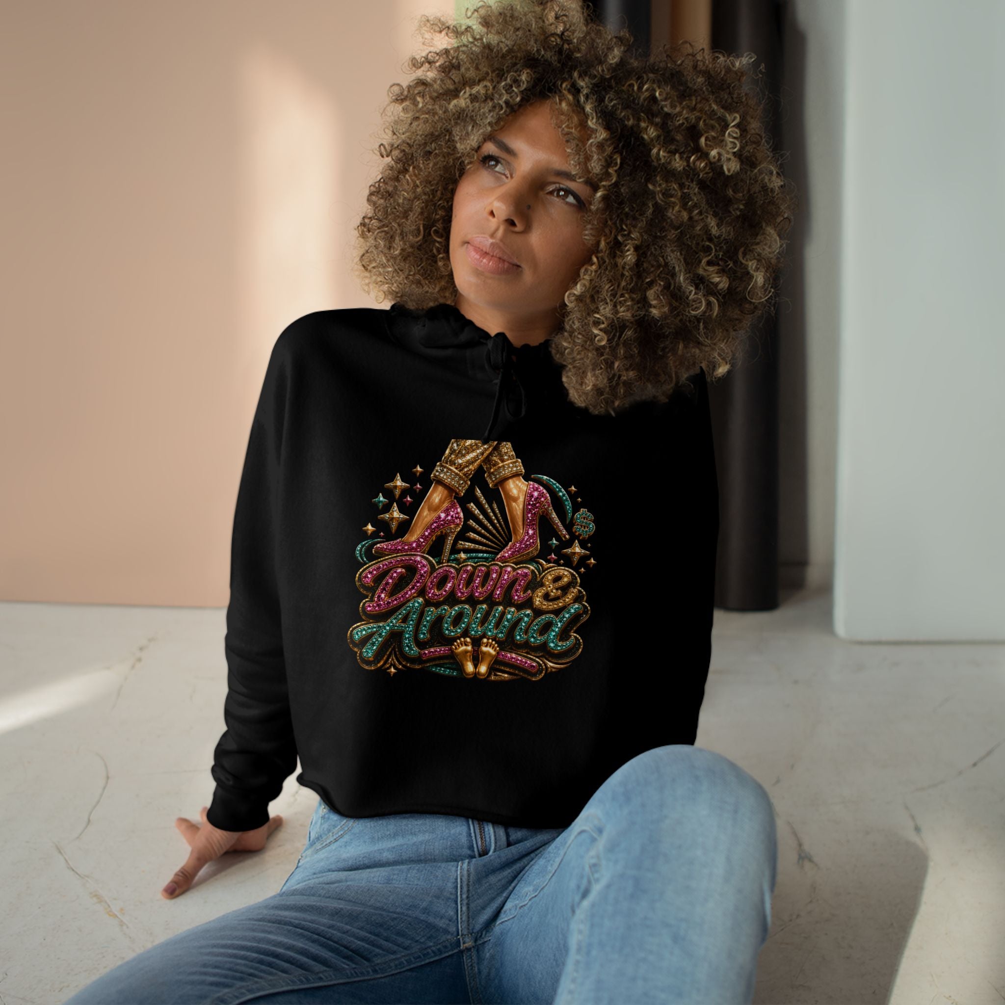 "Down & Around" Cropped Hoodie by Harley Knox