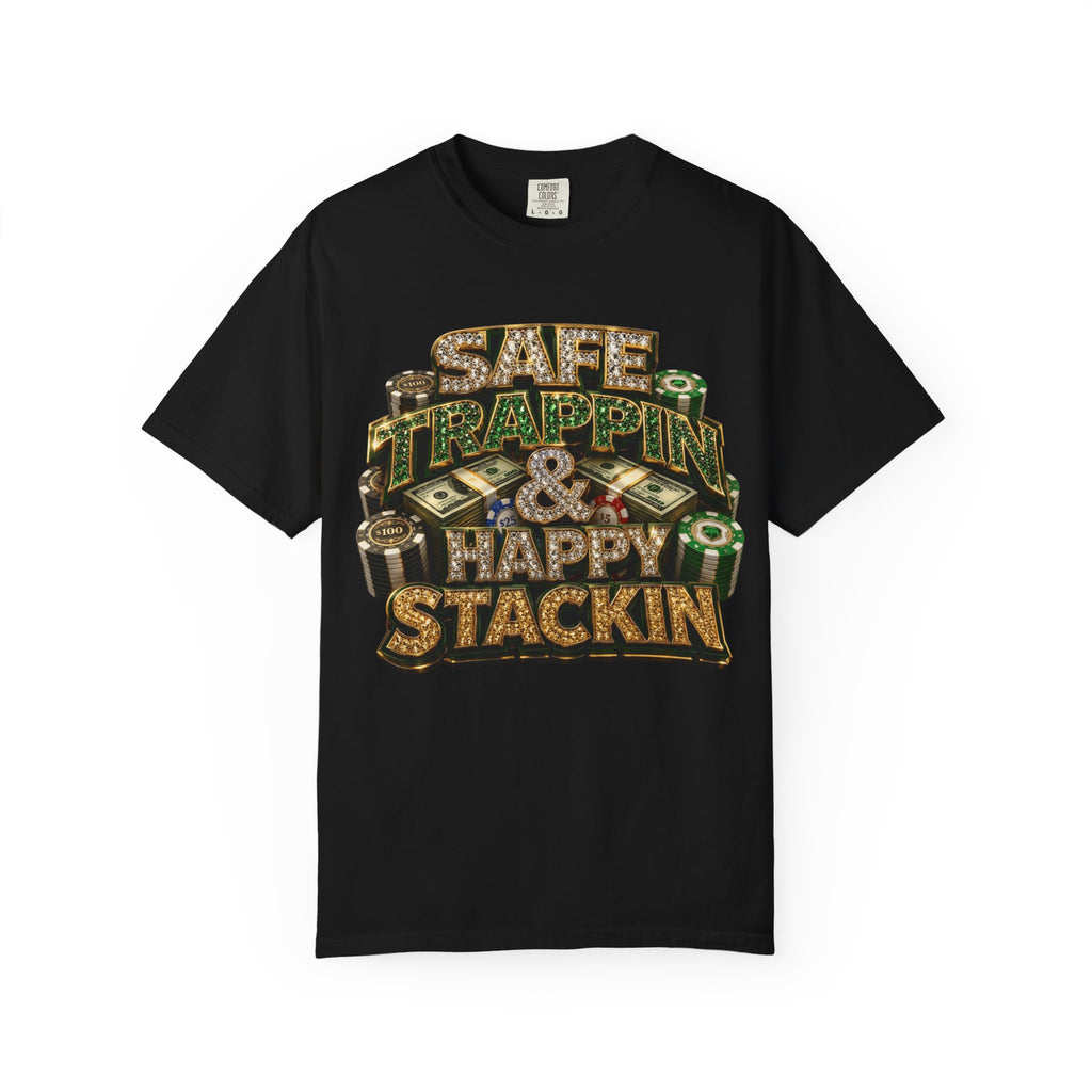 "Safe Trappin' & Happy Stackin'" Graphic Tee by Harley Knox