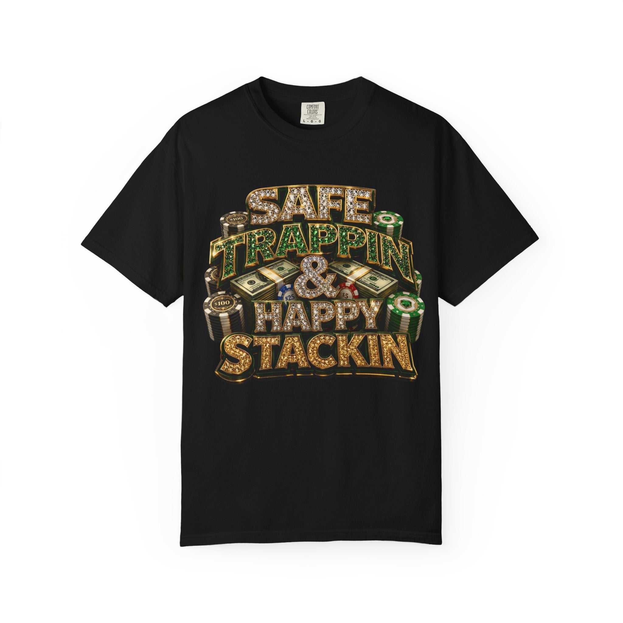 "Safe Trappin' & Happy Stackin'" Graphic Tee by Harley Knox
