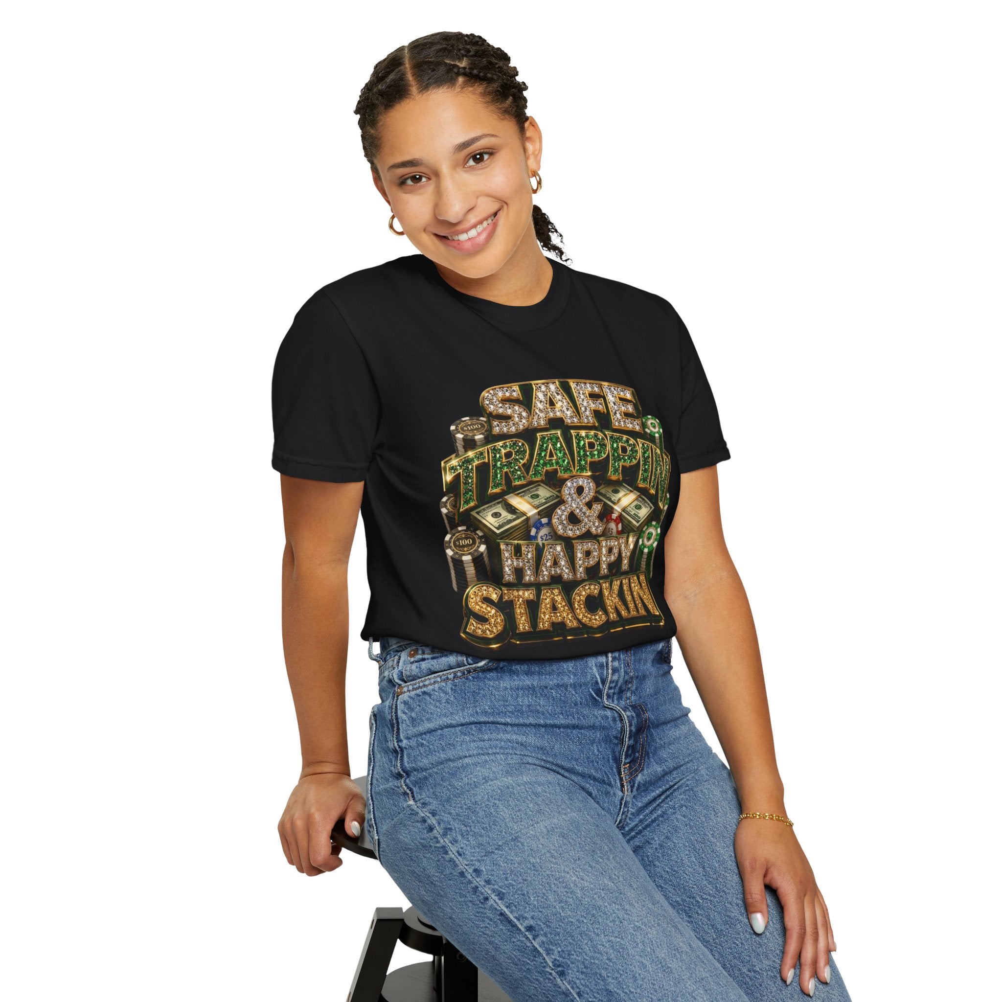 "Safe Trappin' & Happy Stackin'" Graphic Tee by Harley Knox