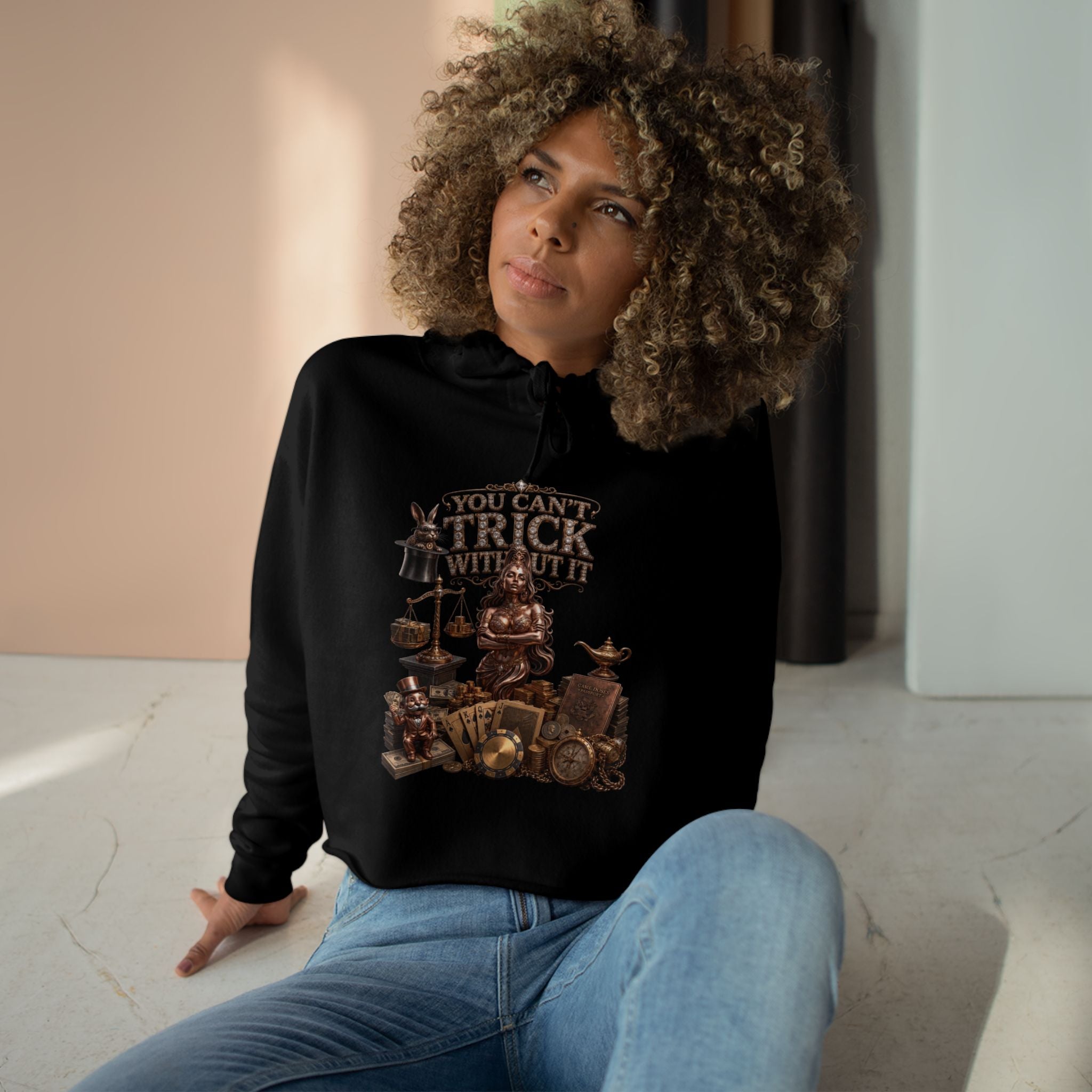 "You Can't Trick Without It" Cropped Hoodie by Harley Knox